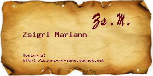Zsigri Mariann névjegykártya
